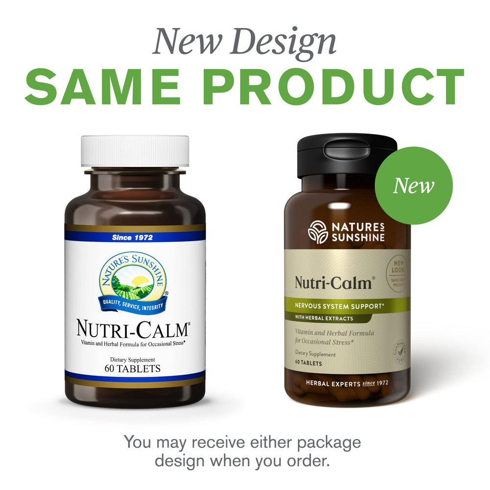 Nutri-Calm 60 tablets bottle with natural color scheme
