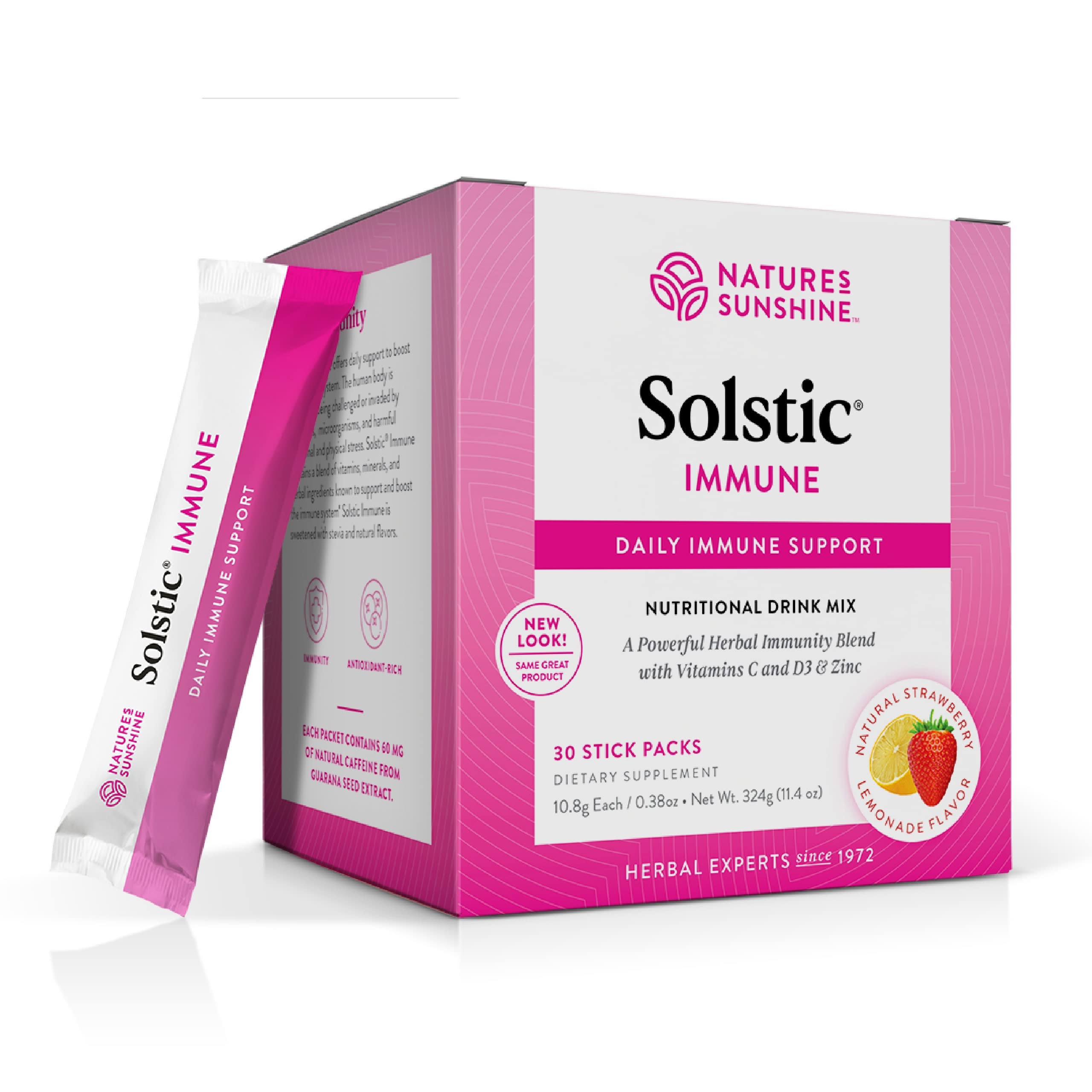 Front view of Nature's Sunshine Solstic Immune 30 packs