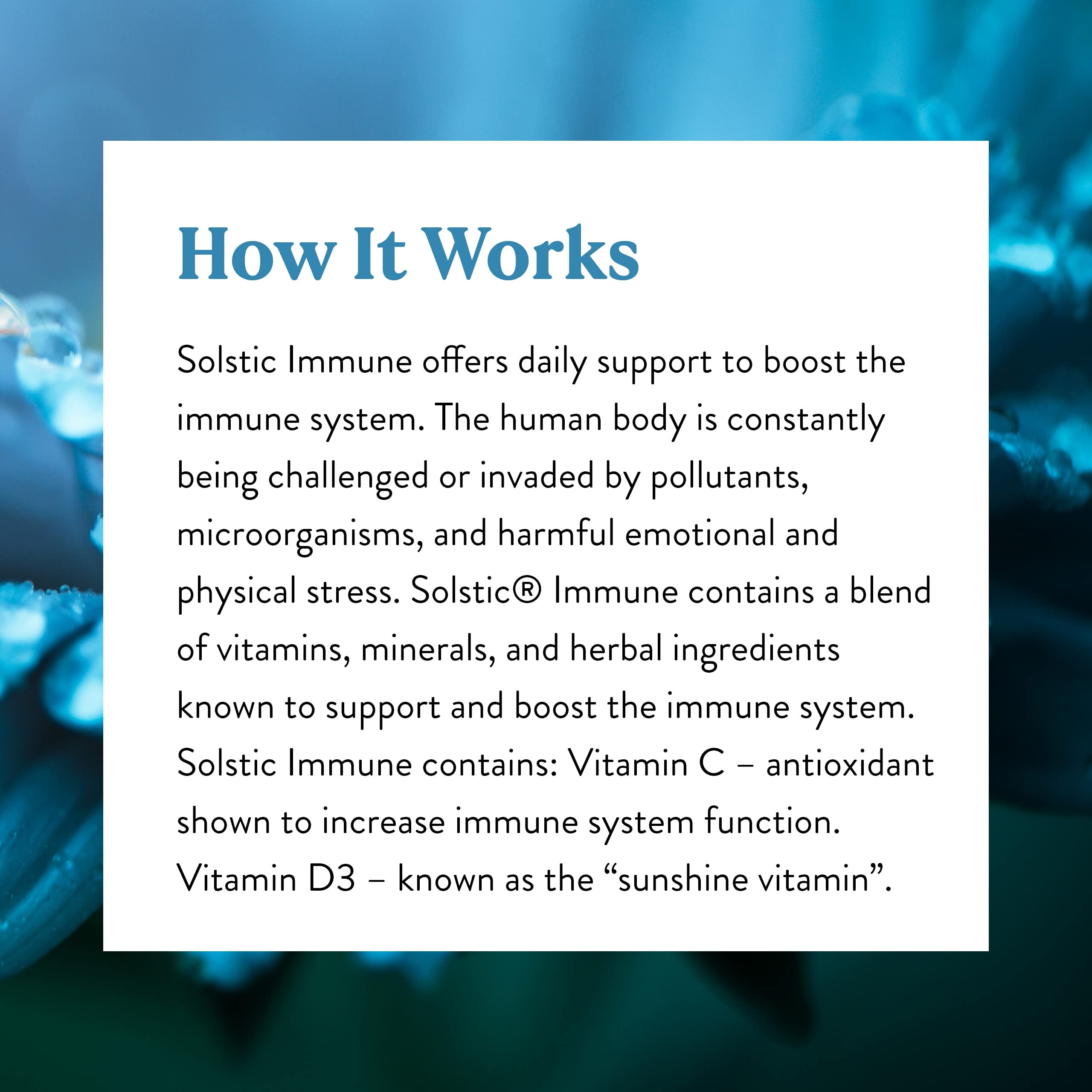 Packaging close-up of Solstic Immune supplement