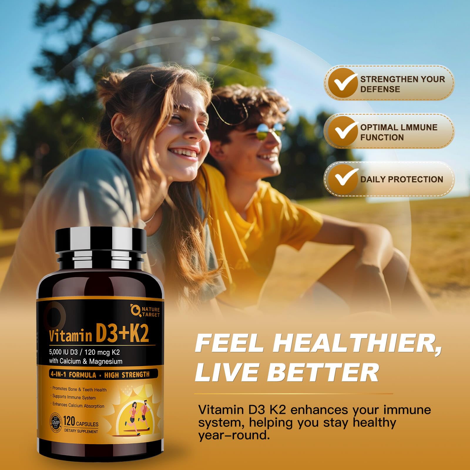 Bone health support with D3 K2 and magnesium