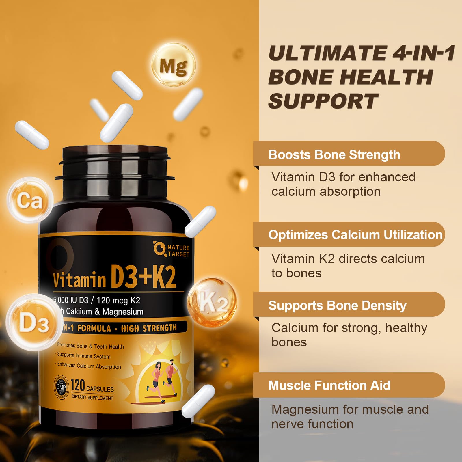 Ingredients including calcium and magnesium for D3 K2 boost