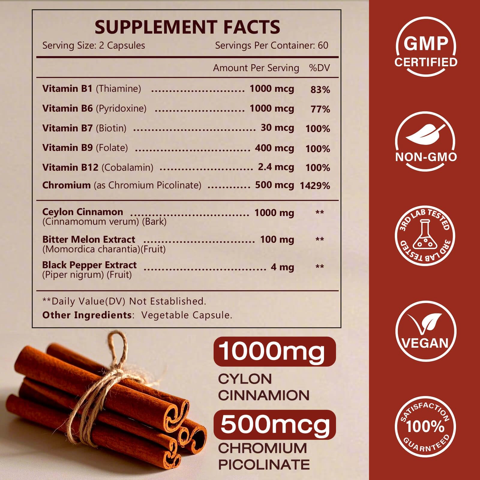 NATURE TARGET Cinnamon Capsules label close-up