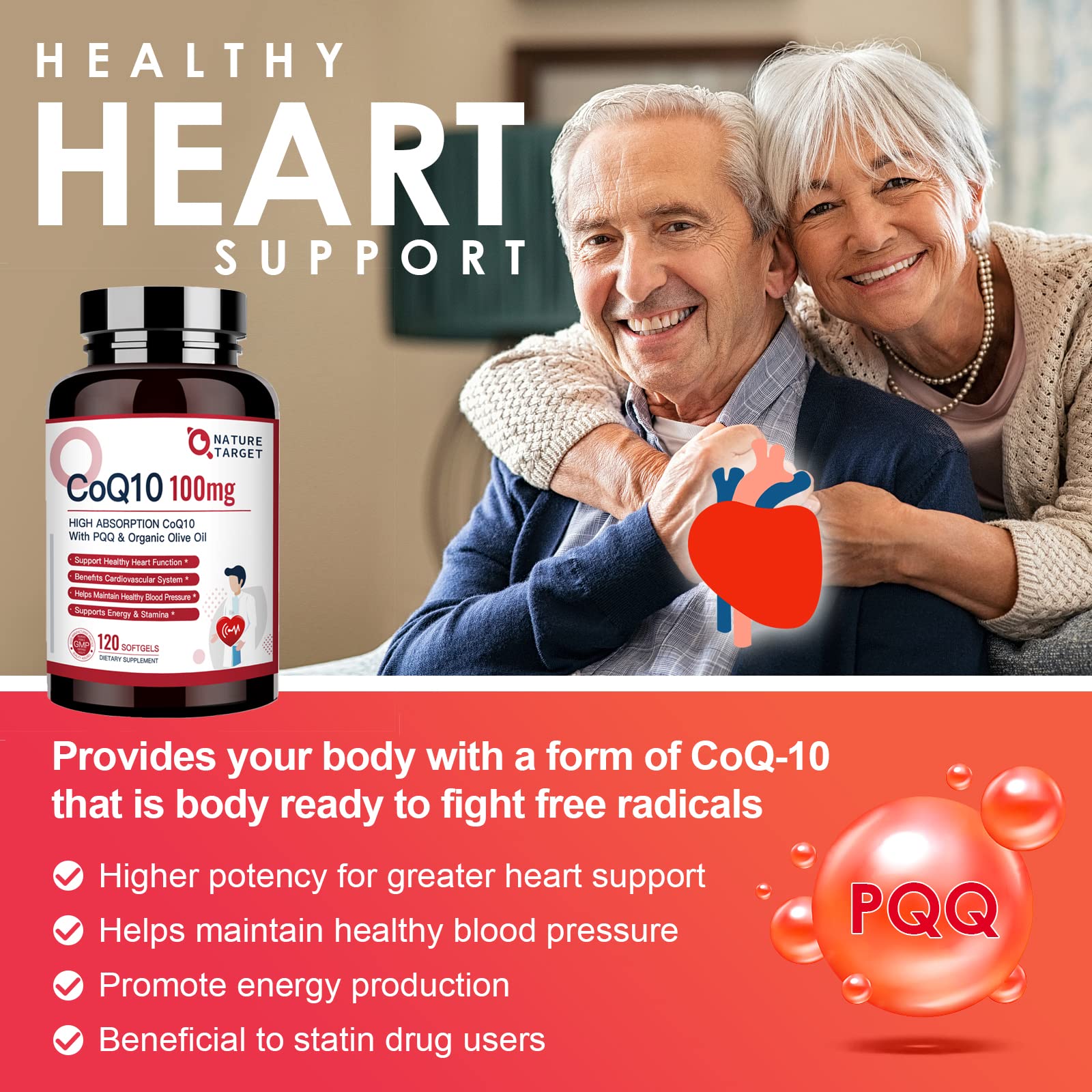 Illustration of heart health benefits from CoQ10