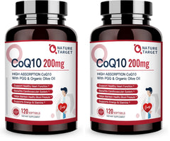 Nature Target CoQ10 200mg softgels with PQQ and organic olive oil – product bottle