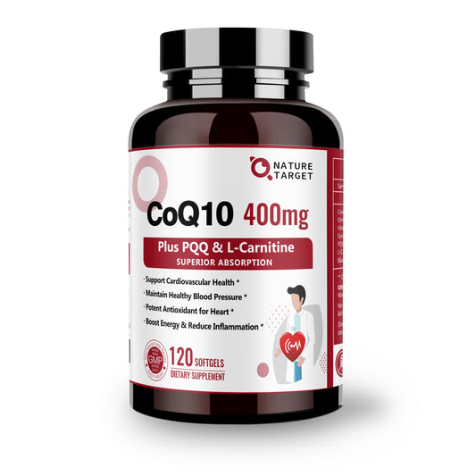 Nature Target CoQ10 400mg with PQQ, Omega-3s and L-Carnitine softgels, 120 servings