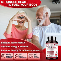 CoQ10 400mg softgels with Vitamin E and olive oil
