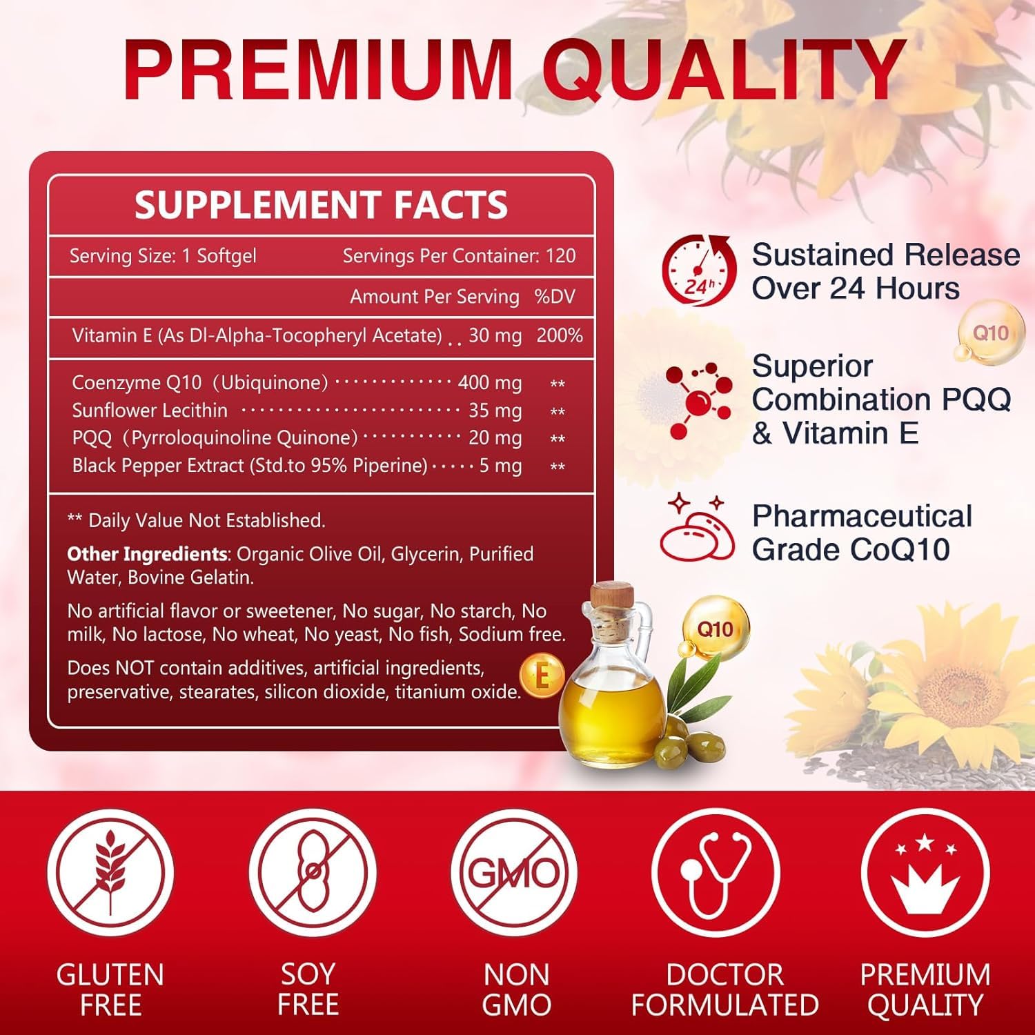 PQQ and CoQ10 softgels together