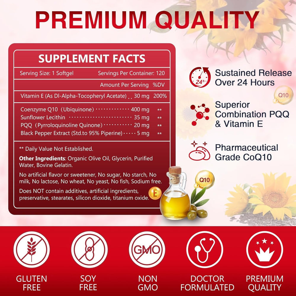 PQQ and CoQ10 softgels together
