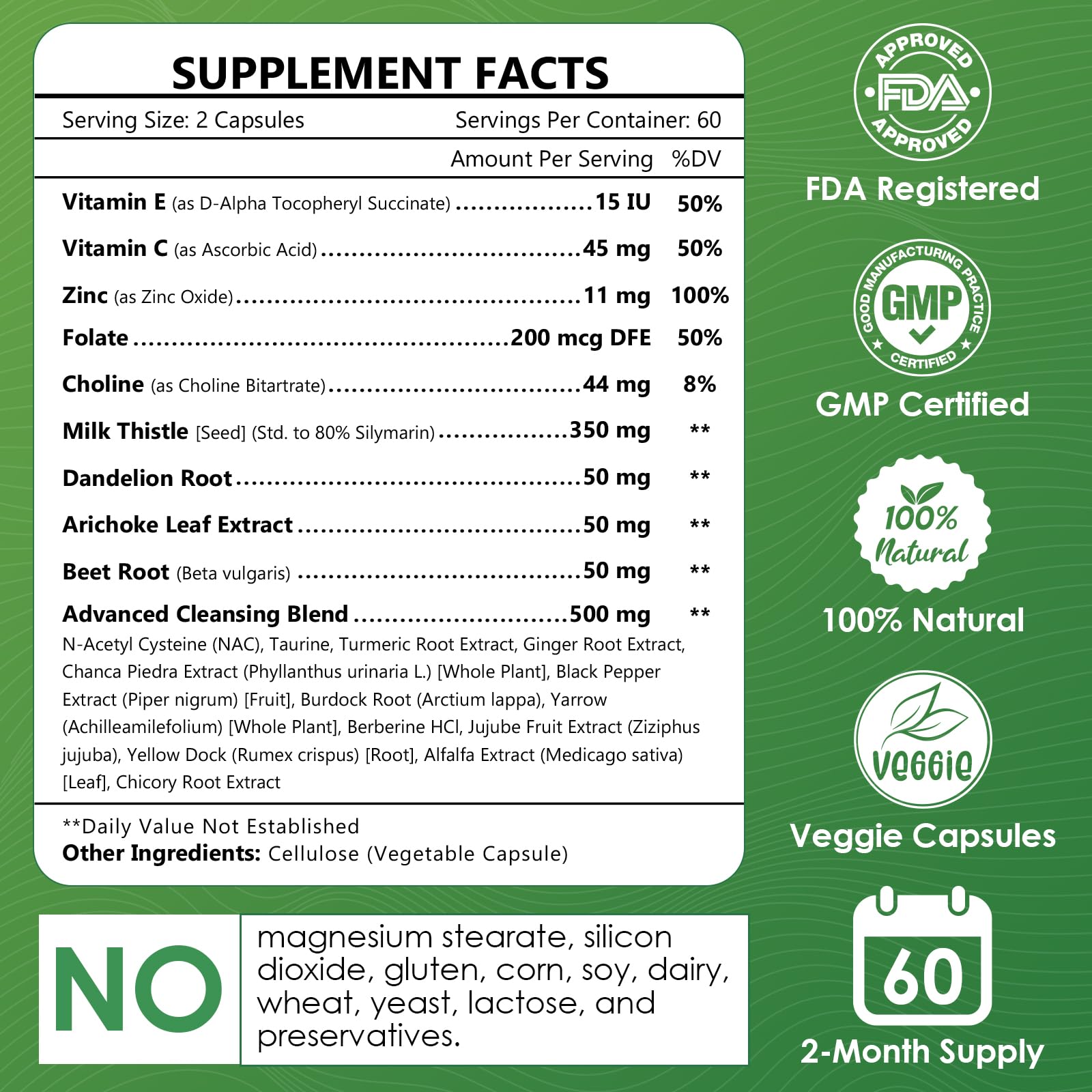 Dandelion, beet, NAC, artichoke and choline blend for liver support