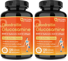 Nature Target Glucosamine Chondroitin bottle illustrating joint support for daily activity