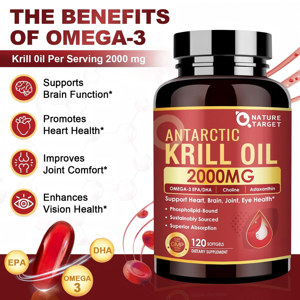Close-up of Nature Target Krill Oil softgels