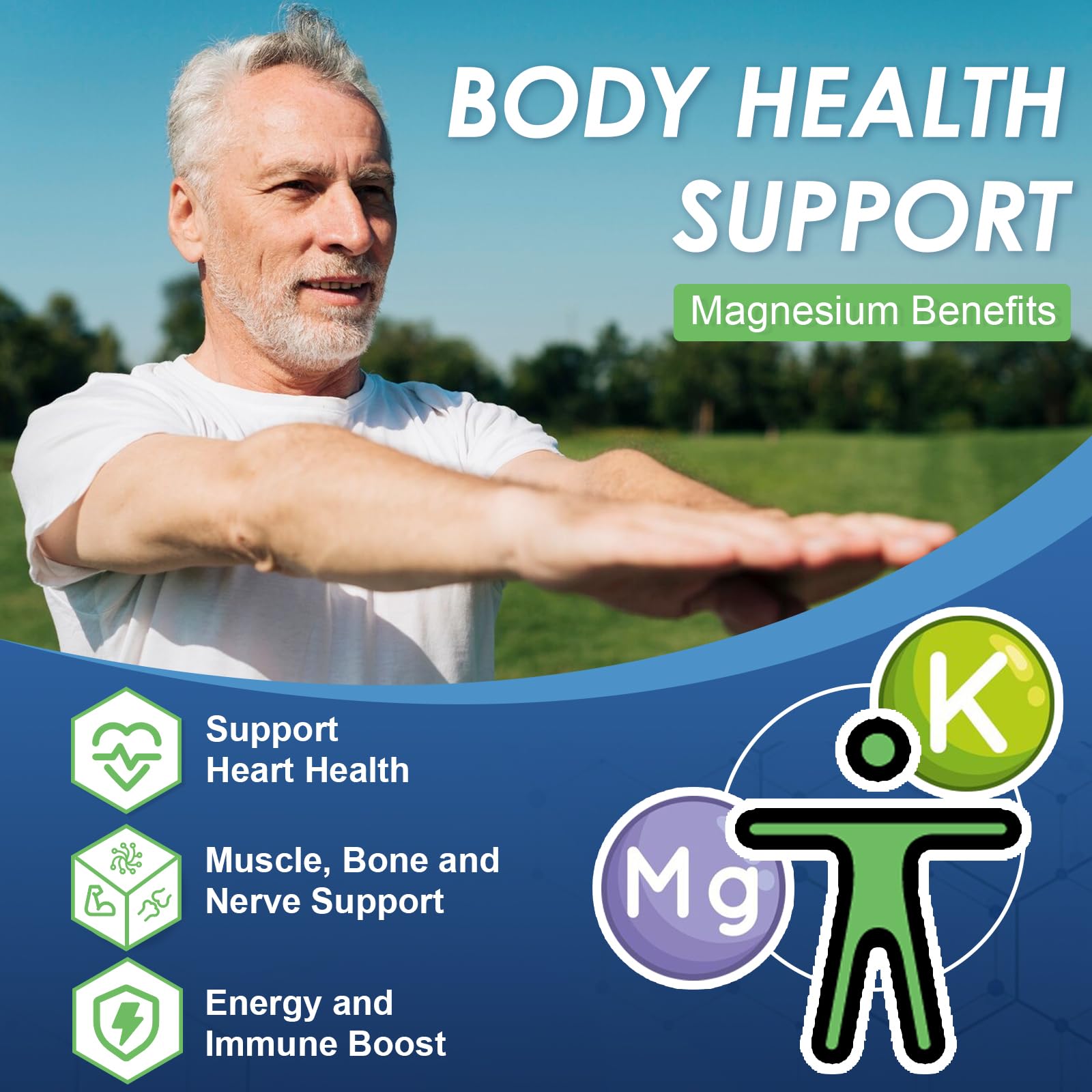 Muscle and nerve health support with magnesium