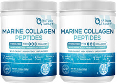 Nature Target Marine Collagen Powder bottle for convenient daily skin and hair support.