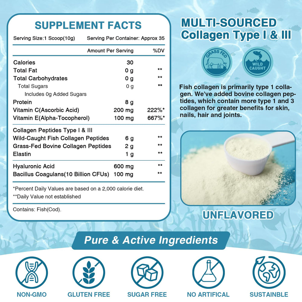 Nature Target Marine Collagen Powder spoon showing easy dosing in beverages.