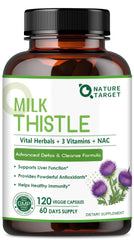Bottle of Nature Target Milk Thistle 350mg 30:1 extract with label