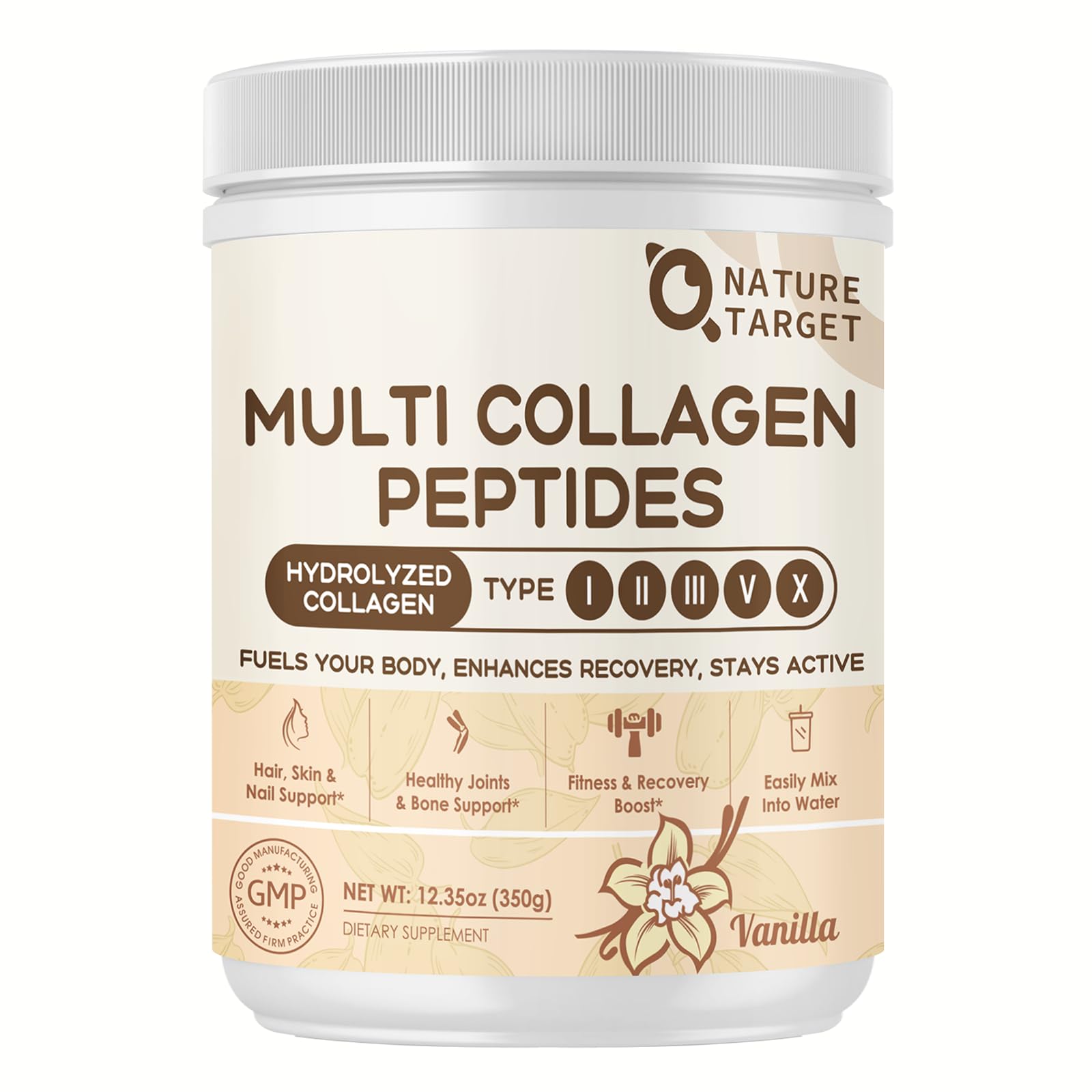 Jar of Nature Target Multi Collagen Peptides for Women in Vanilla flavor