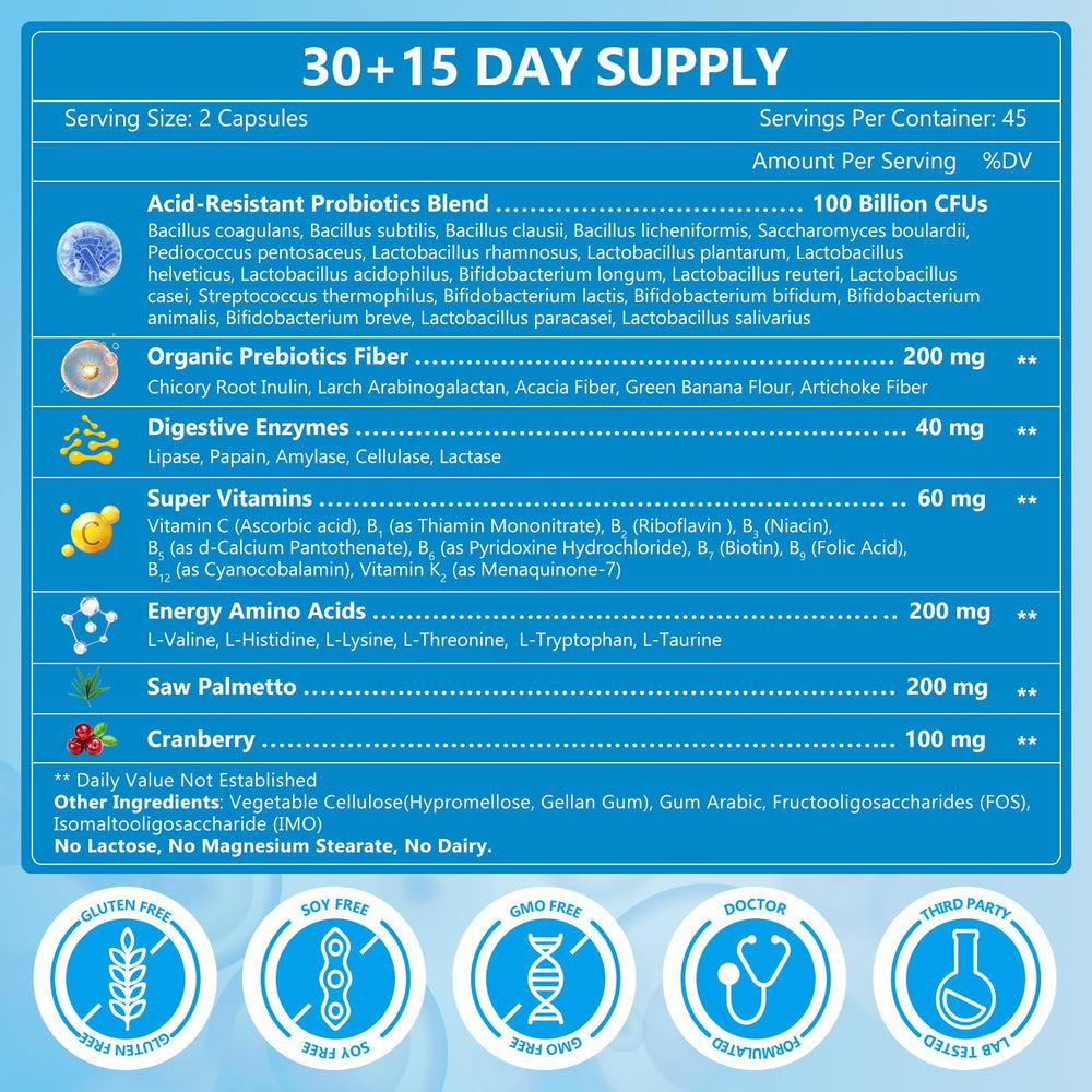 Dairy-free and Non-GMO probiotic supplement