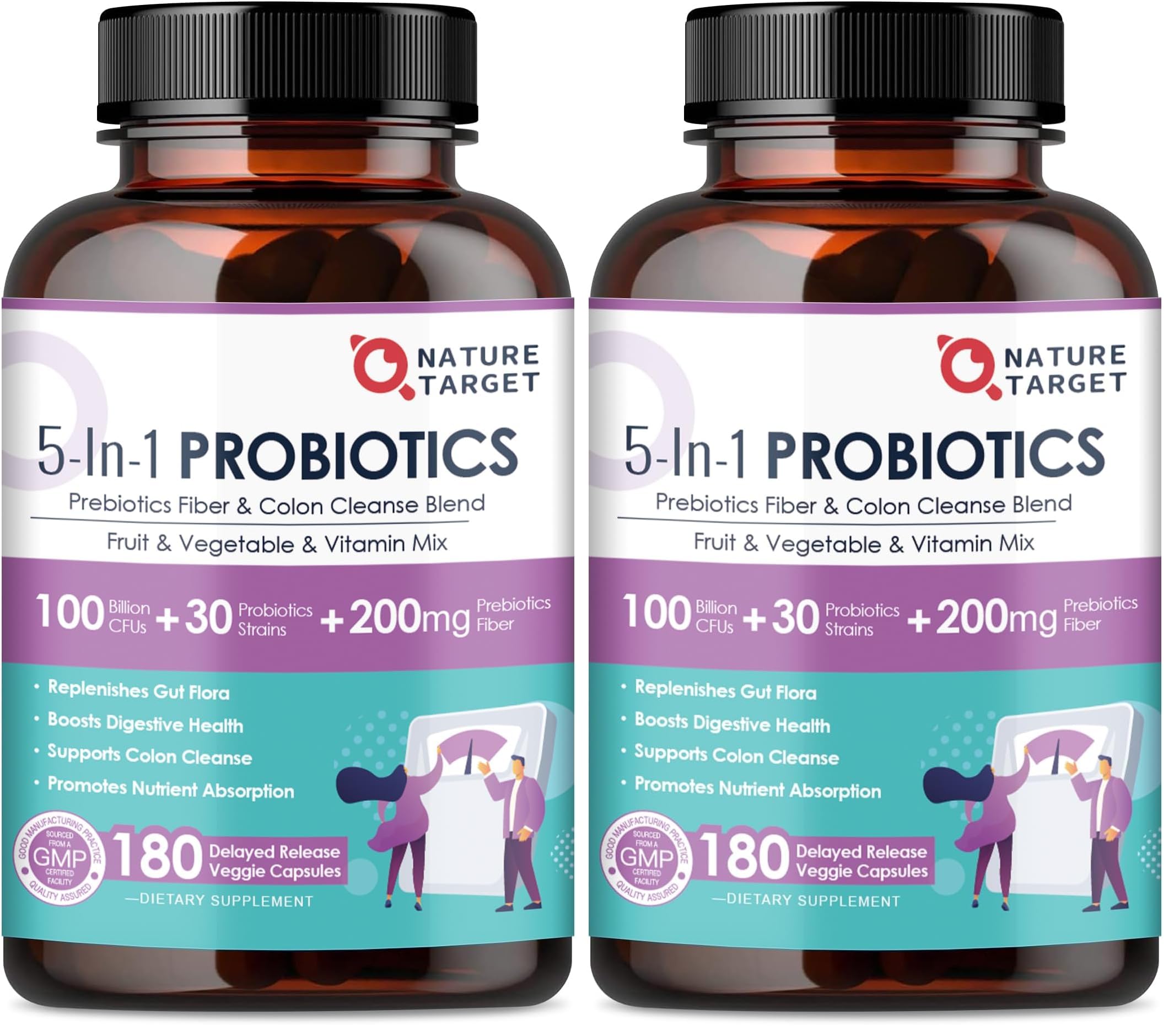 Nature Target Probiotics Pack 2 – front view bottle