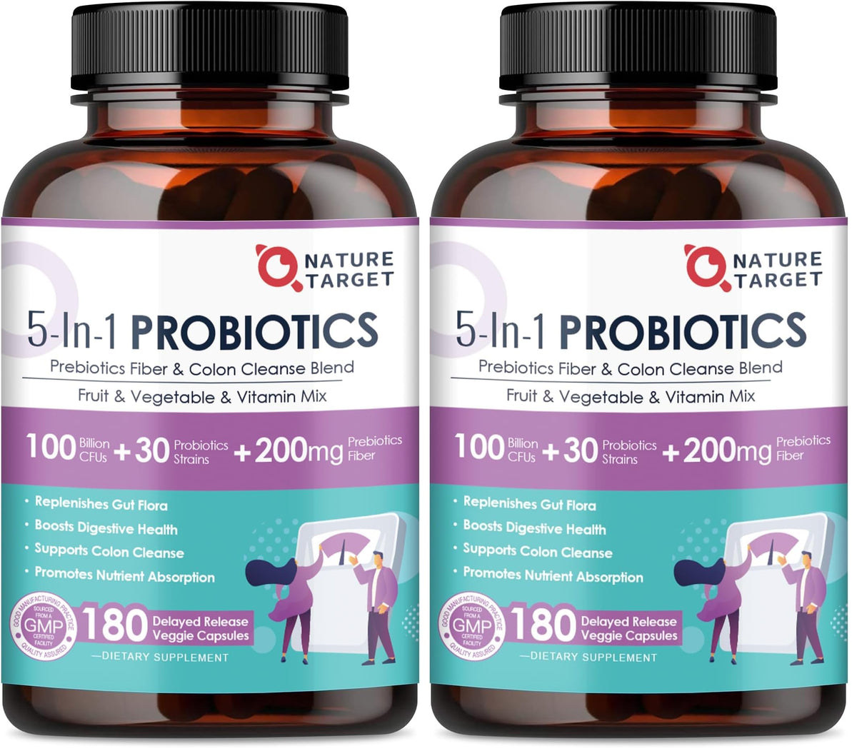 Nature Target Probiotics Pack 2 – front view bottle