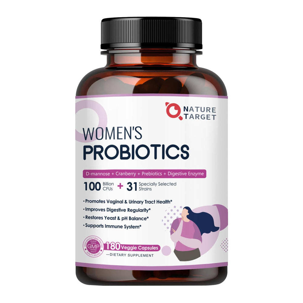 Nature Target Probiotics for Women bottle with 180 veggie capsules