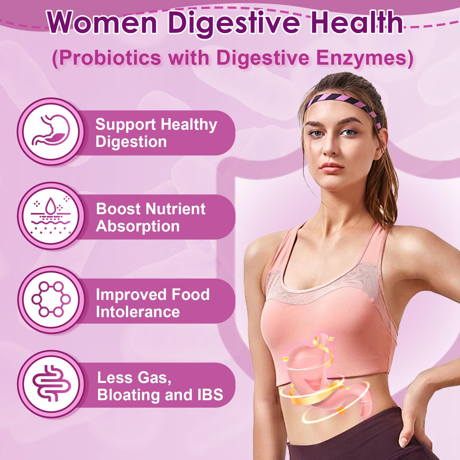 Digestive enzymes and fiber supporting digestion and nutrient absorption