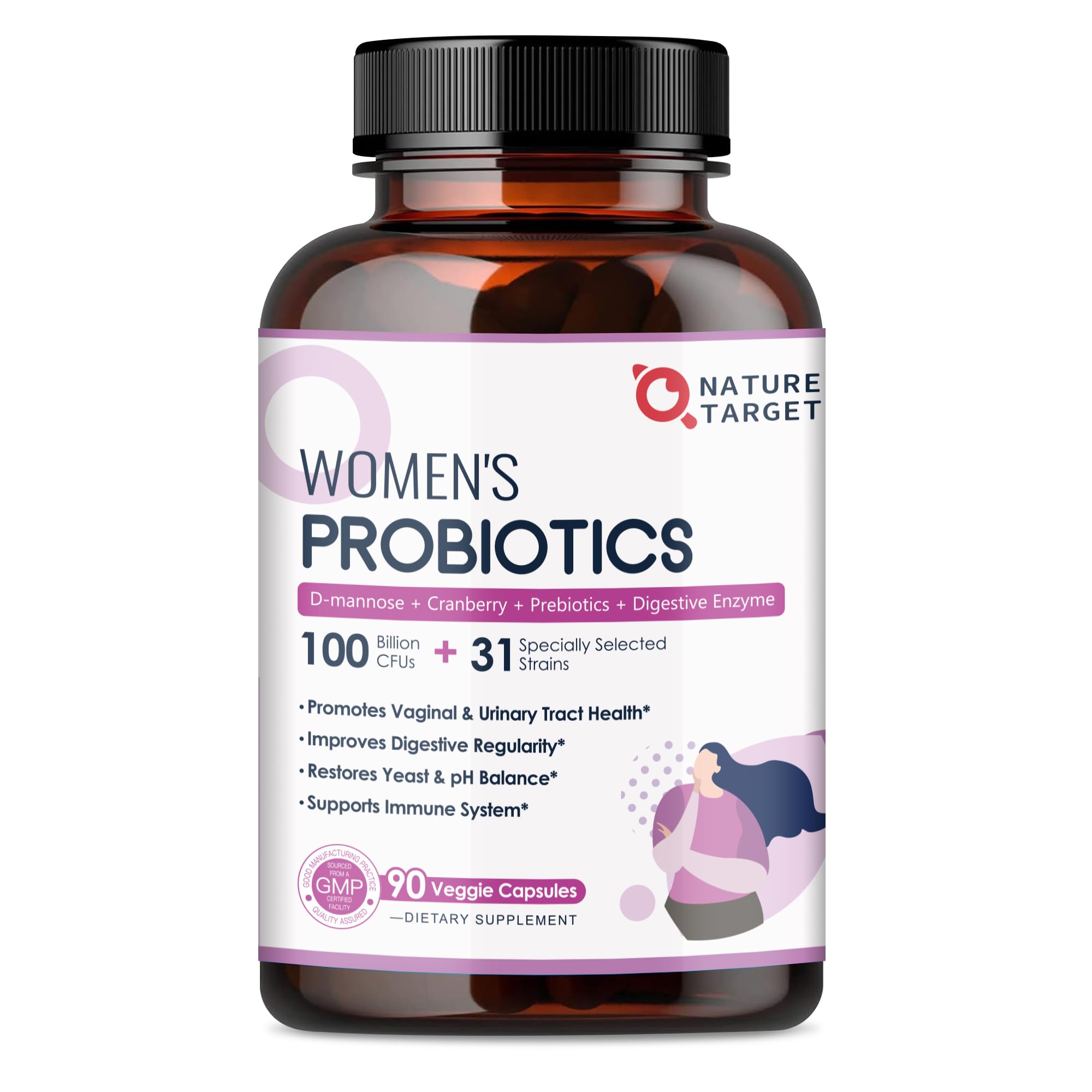 Bottle label showing 100 Billion CFUs and 31 probiotic strains