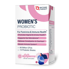 Nature Target Probiotics for Women bottle label with 60B CFUs