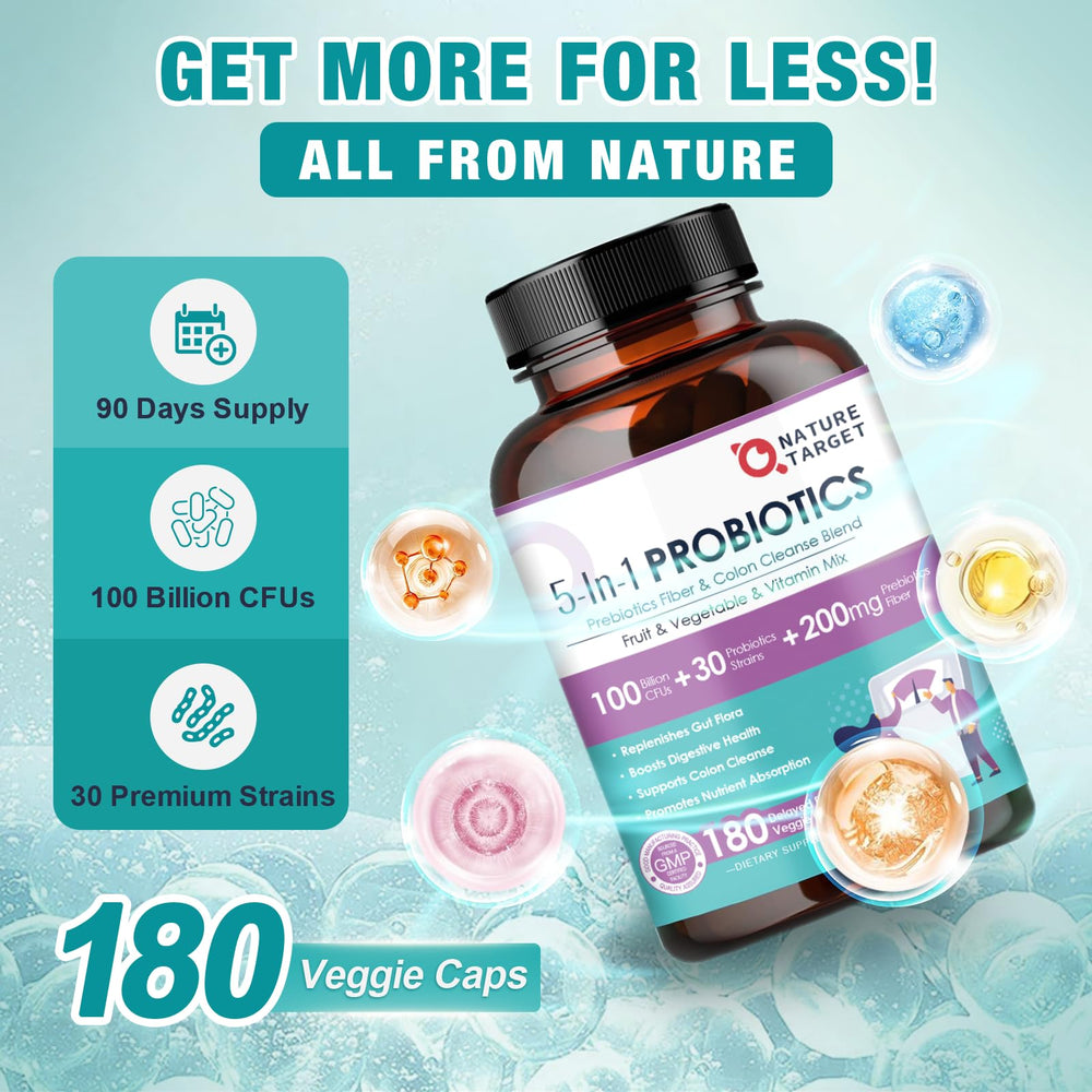 Nature Target Probiotics ingredients highlight prebiotics for digestive support