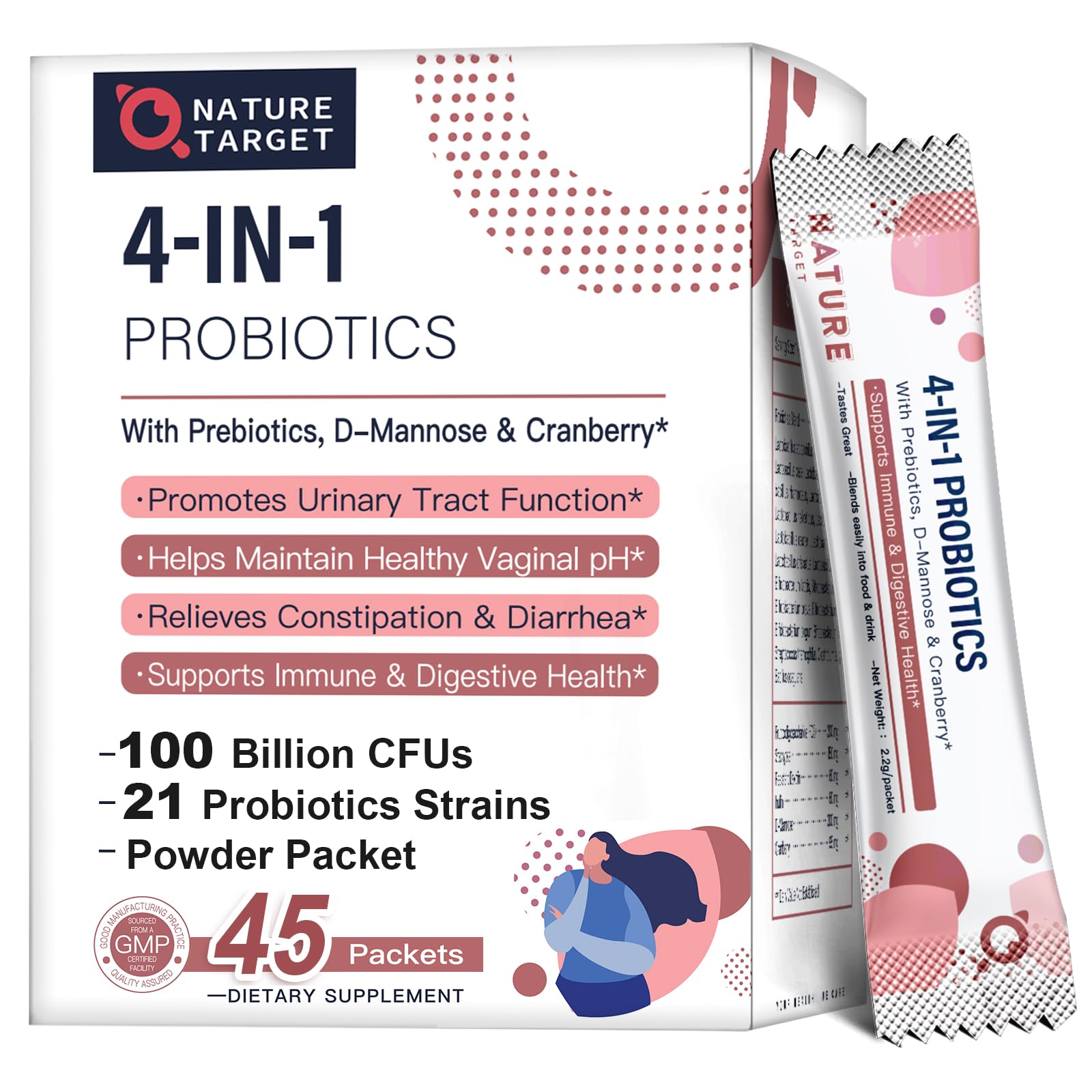 Nature Target Women probiotics bottle with 100B CFUs