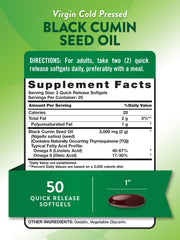 Close-up of black cumin seed oil softgel capsules