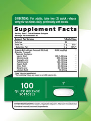 Bottle of Nature's Truth Coconut Oil Supplement with 100 softgels