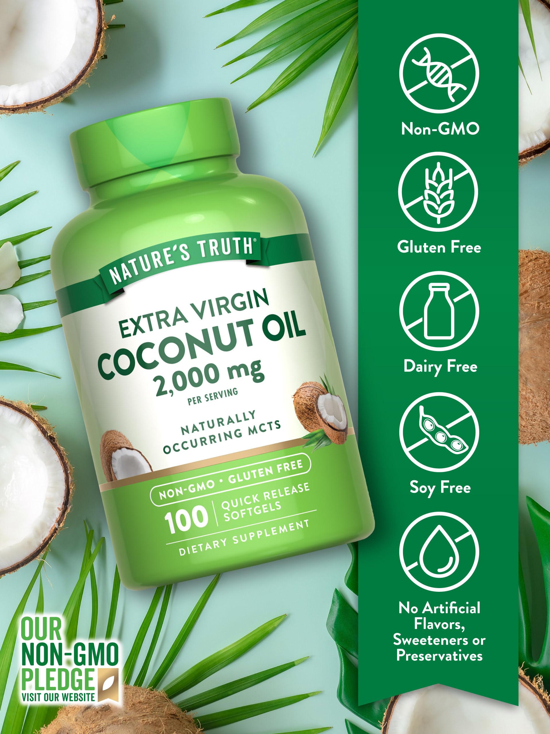 Non-GMO and gluten-free badge on Nature's Truth packaging