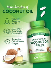 Nutrition facts panel for Nature's Truth Coconut Oil Supplement