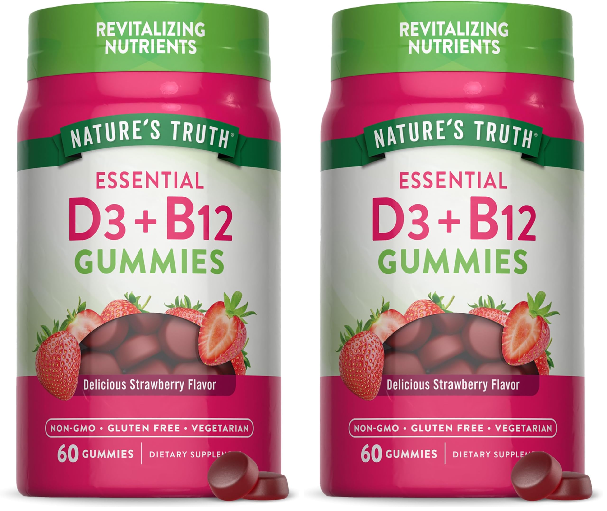 Nature's Truth Vitamin D3 & B12 Gummies bottle label