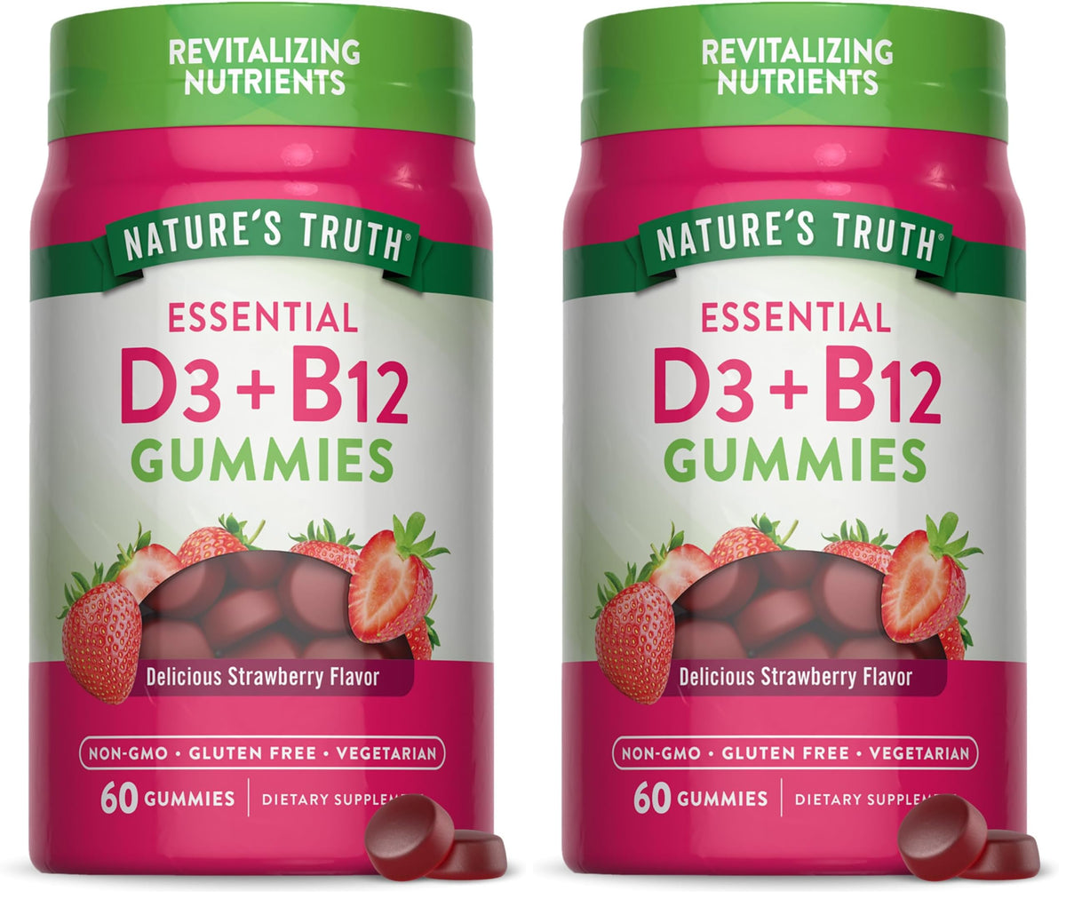 Nature's Truth Vitamin D3 & B12 Gummies bottle label