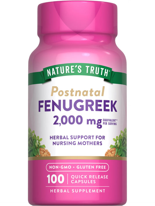 Front view of Nature's Truth Fenugreek Capsule bottle for women