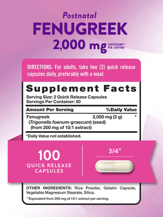 Side view of Fenugreek Capsule bottle