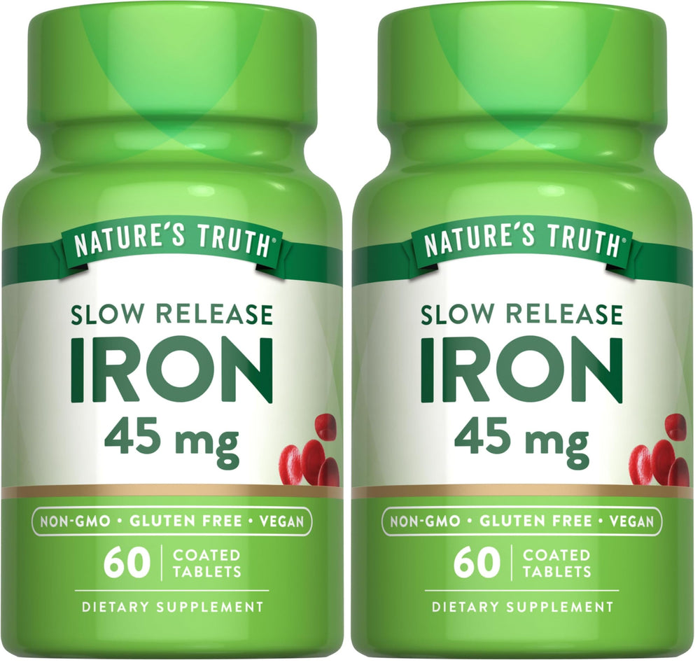 Nature's Truth Iron Supplement bottle with 60 vegan-coated tablets