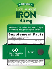 Front view of Nature's Truth Iron Supplement packaging