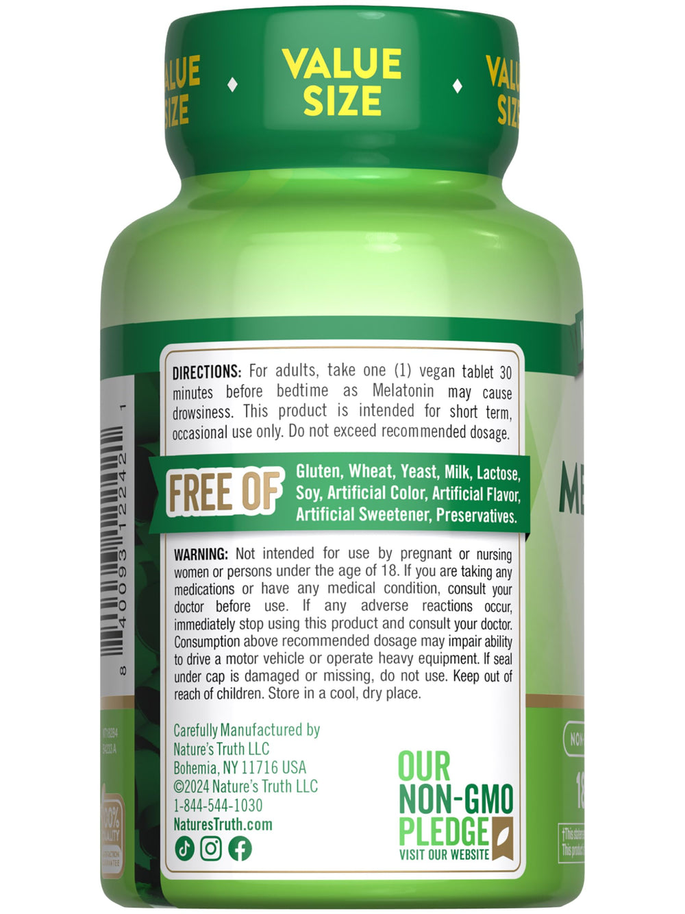 Front packaging of Nature's Truth Melatonin 10 mg, 180 count