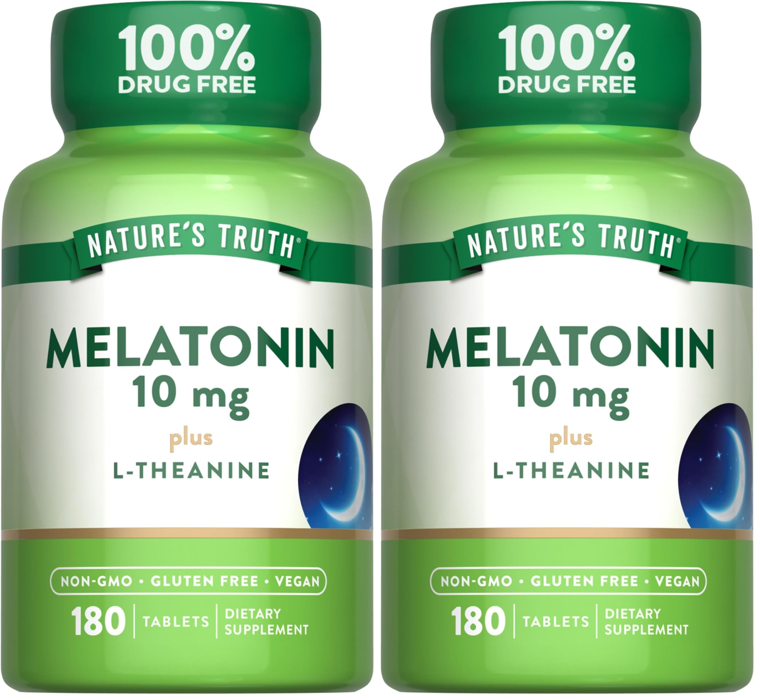 Nature's Truth Melatonin 10 mg with L-Theanine bottle – front view
