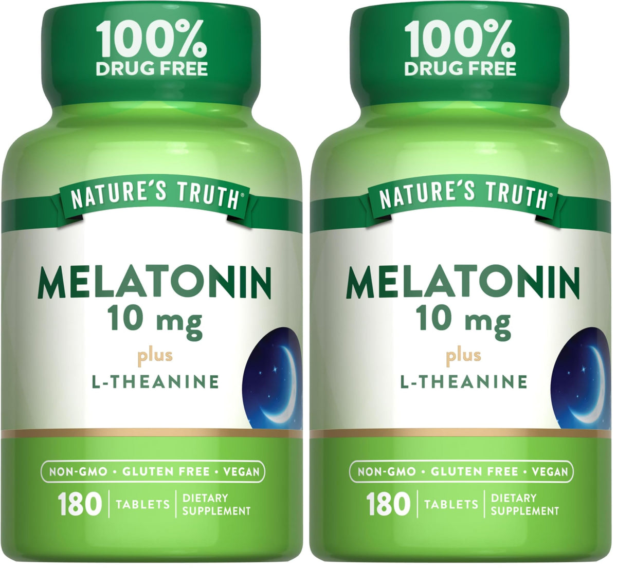 Nature's Truth Melatonin 10 mg with L-Theanine bottle – front view