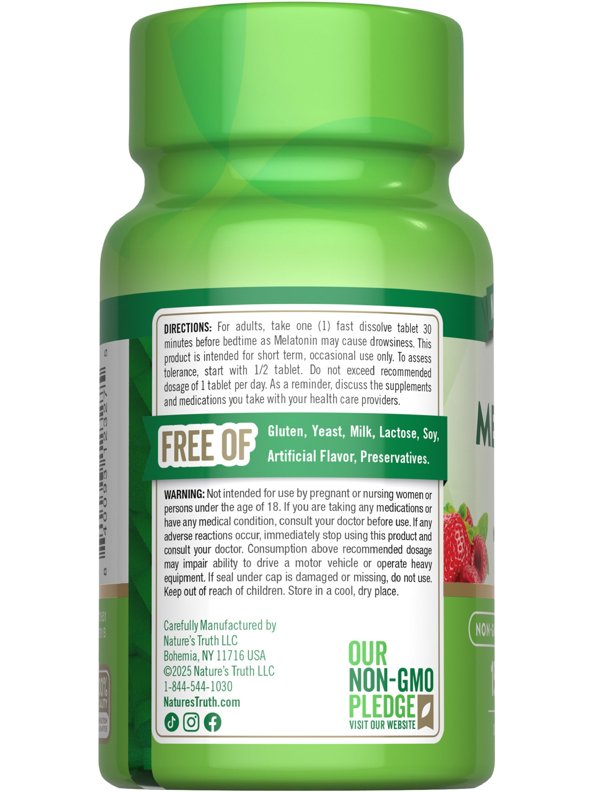 Illustration of Nature's Truth Melatonin berry flavor tablets