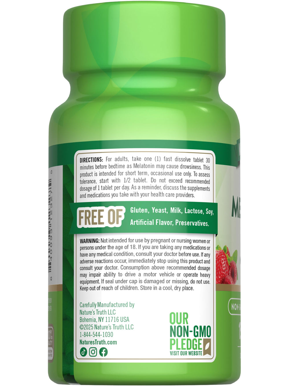 Illustration of Nature's Truth Melatonin berry flavor tablets