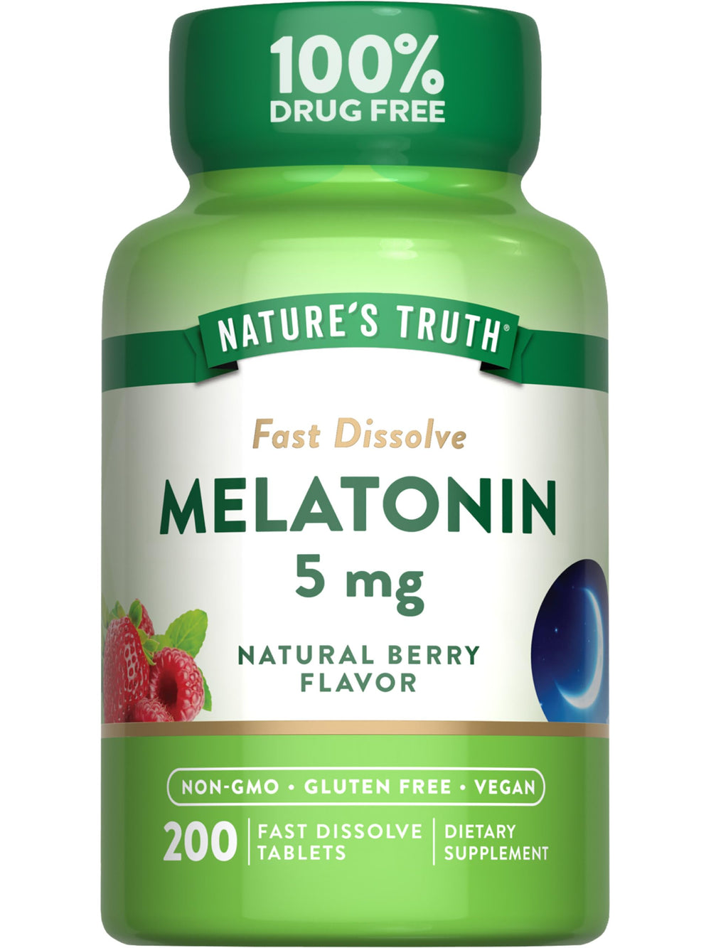 Nature's Truth Melatonin 5mg fast-dissolve berry tablets bottle (200-count)
