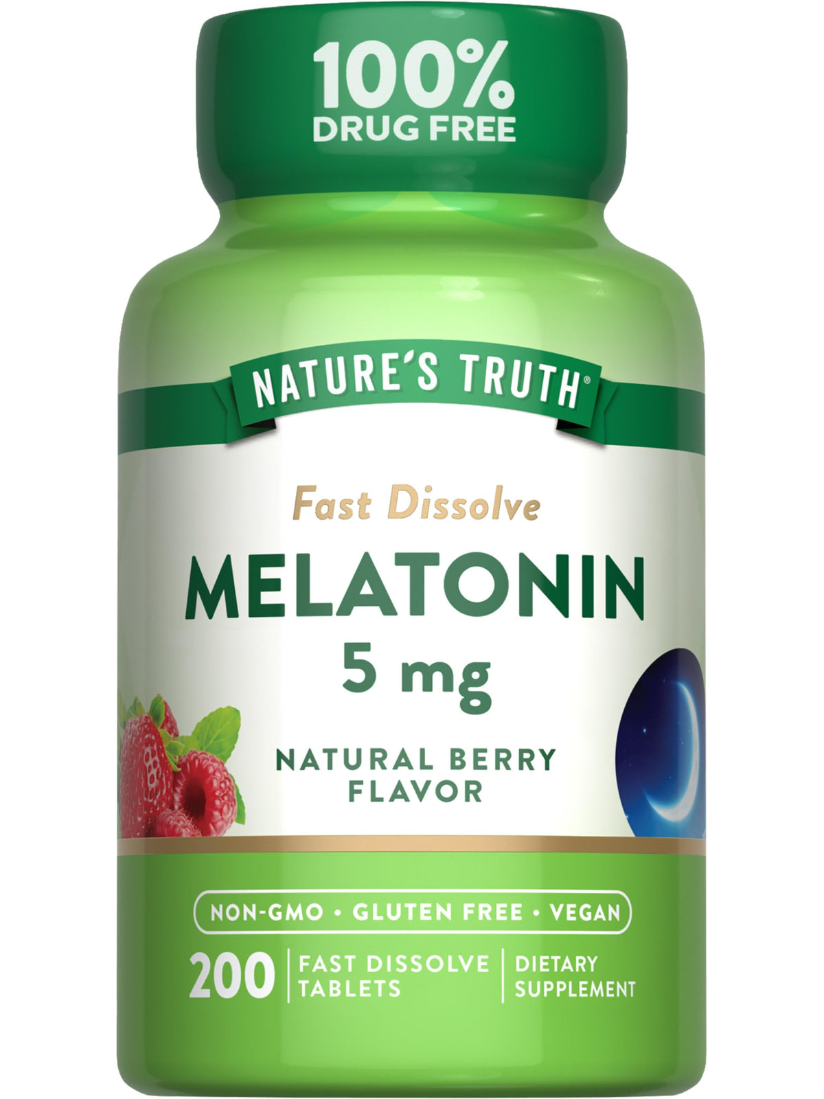 Nature's Truth Melatonin 5mg fast-dissolve berry tablets bottle (200-count)