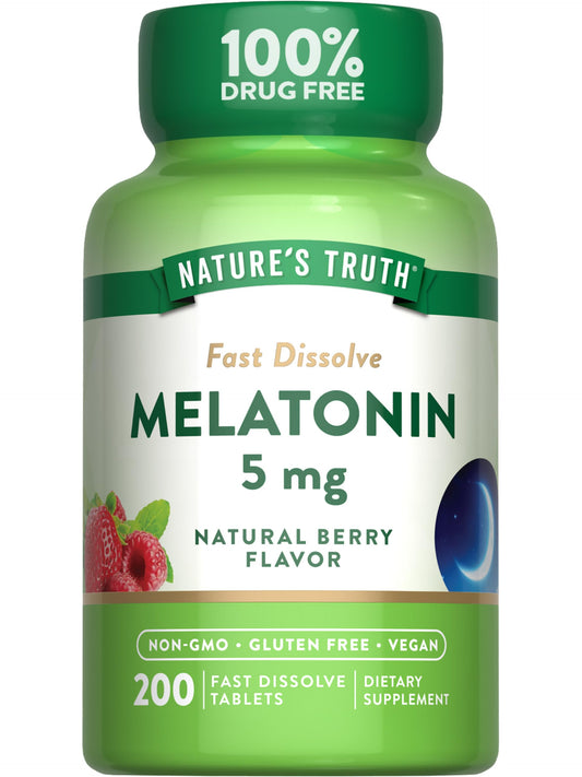 Nature's Truth Melatonin 5mg fast-dissolve berry tablets bottle (200-count)