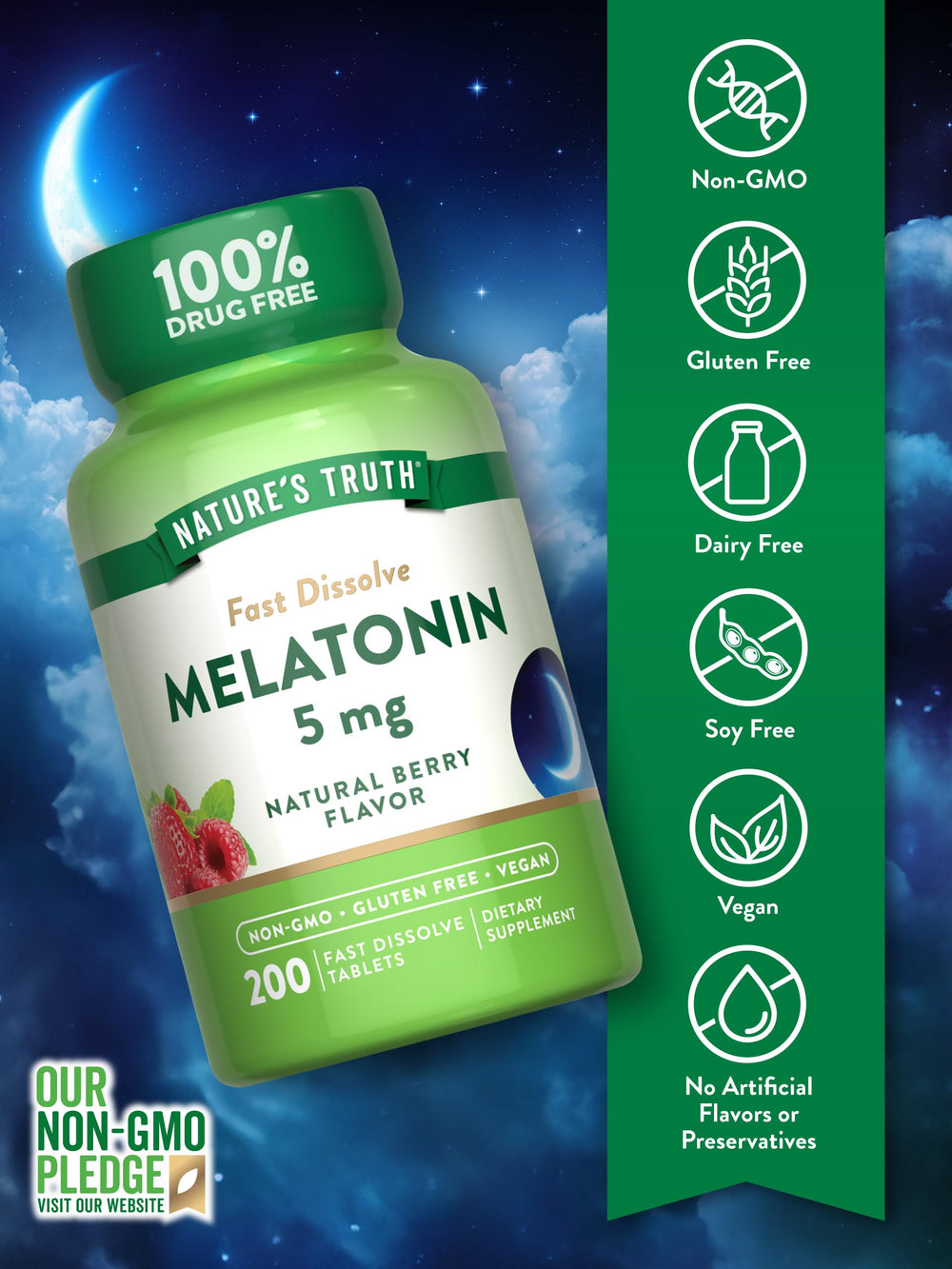 Nature's Truth Melatonin packaging label