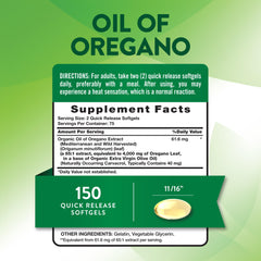 Back packaging view of Nature's Truth Oil of Oregano Softgels