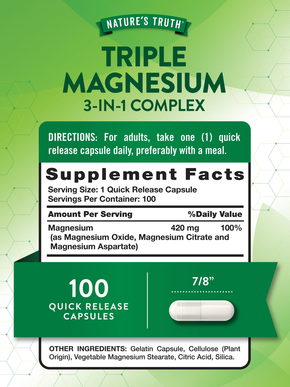 Nature's Truth magnesium bottle label
